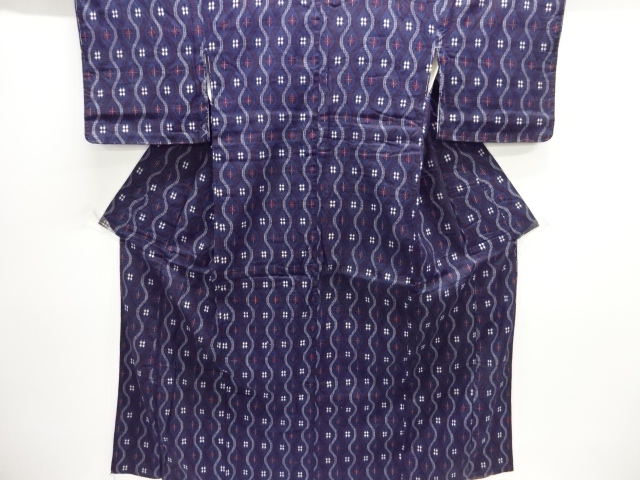 JAPANSE KIMONO / ANTIQUE KIMONO / TAISHO ROMAN STYLE / COTTON / TATEWAKU & ABSTRACT PATTERN